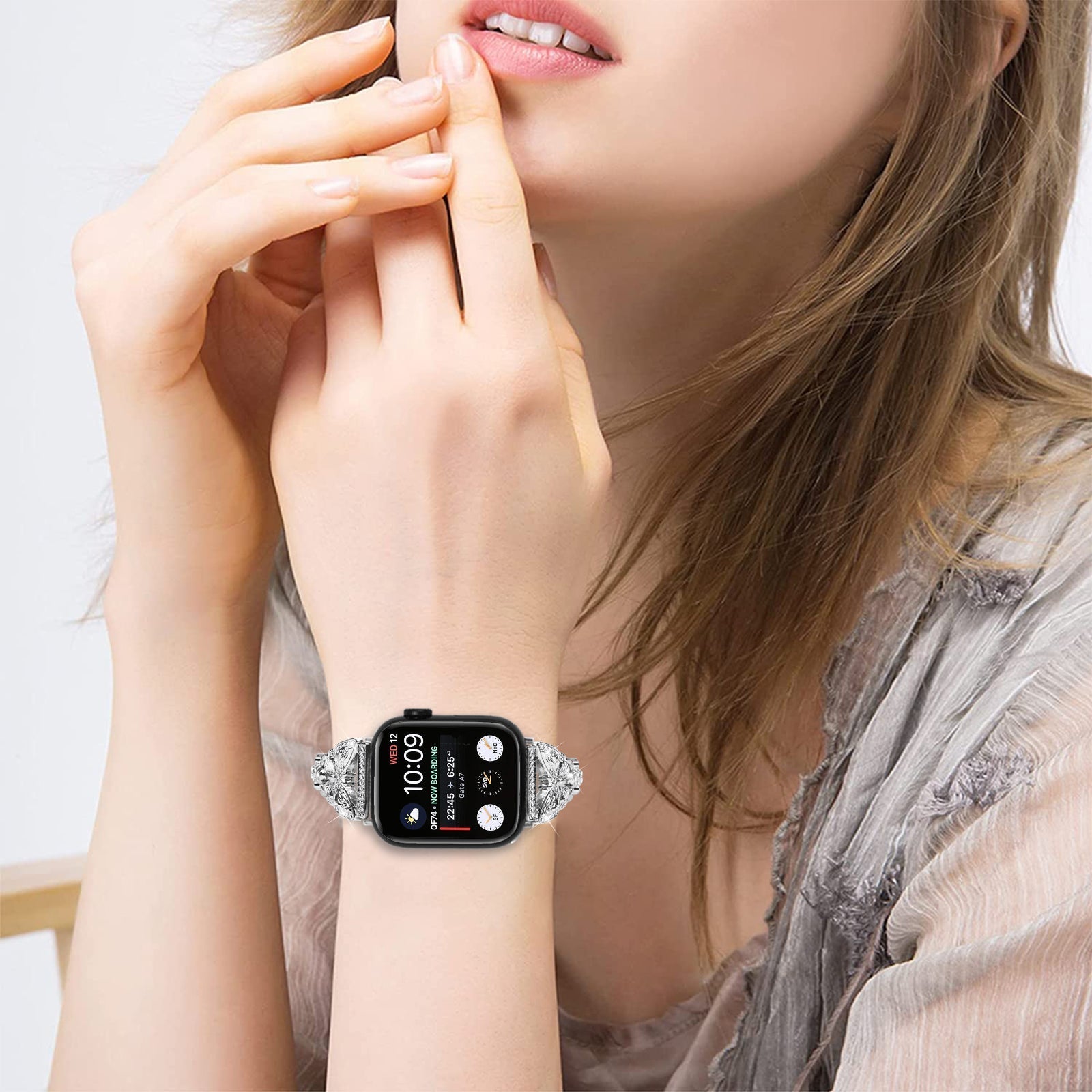 Apple Watch Diamond Bracelet Glitter Metal Strap (LSZHYH-B005)