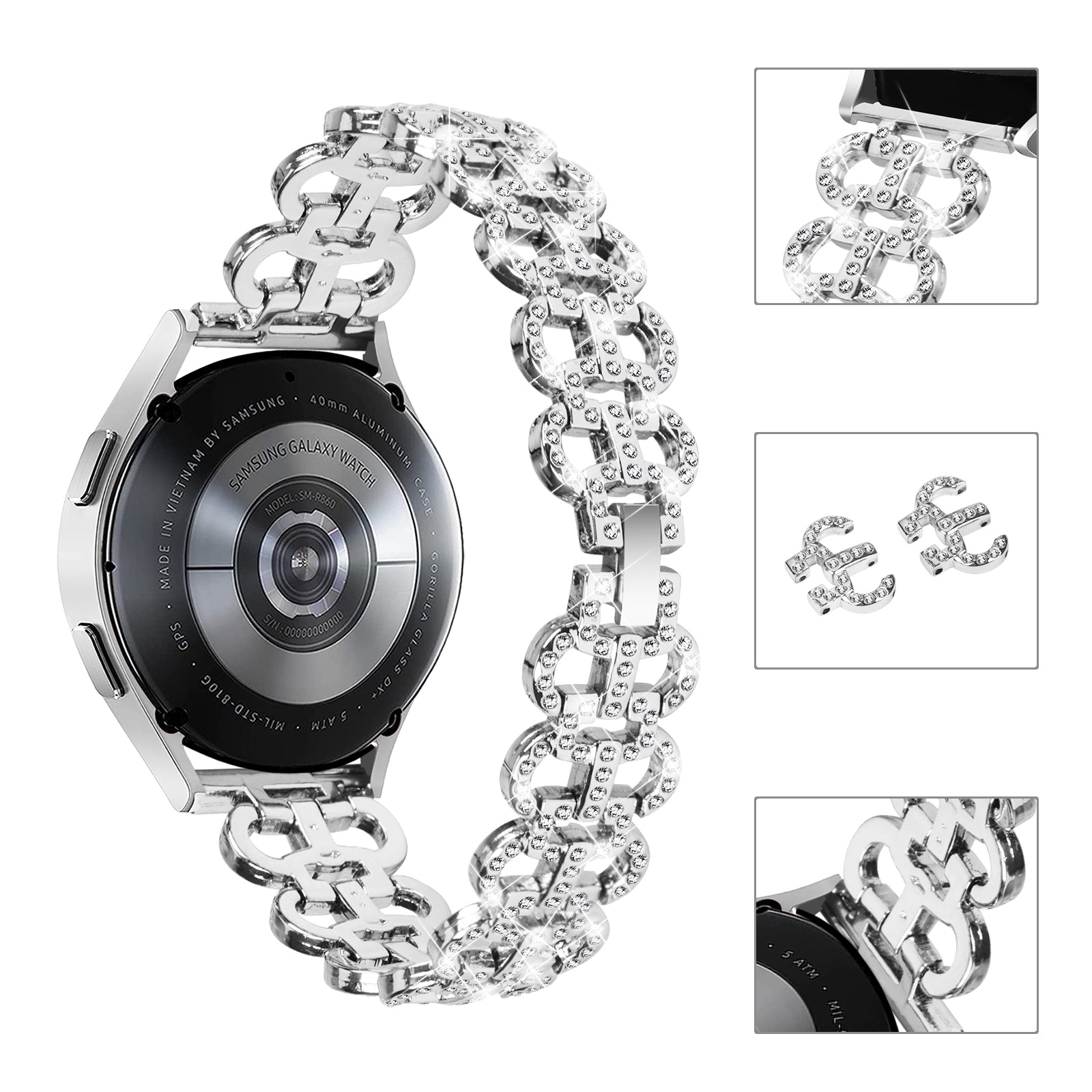 20 mm Quick Release Stainless steel With Diamond Watch Strap (LSZHYH-H001)